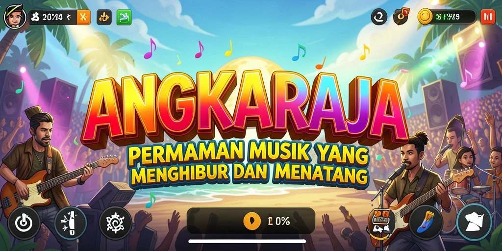 Tampilan gameplay menakjubkan di ANGKARAJA dengan berbagai lagu menarik.