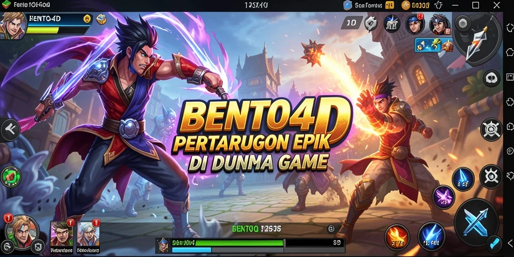 Tangkapan layar menampilkan pertarungan intens dalam BENTO4D dengan karakter yang beraksi.