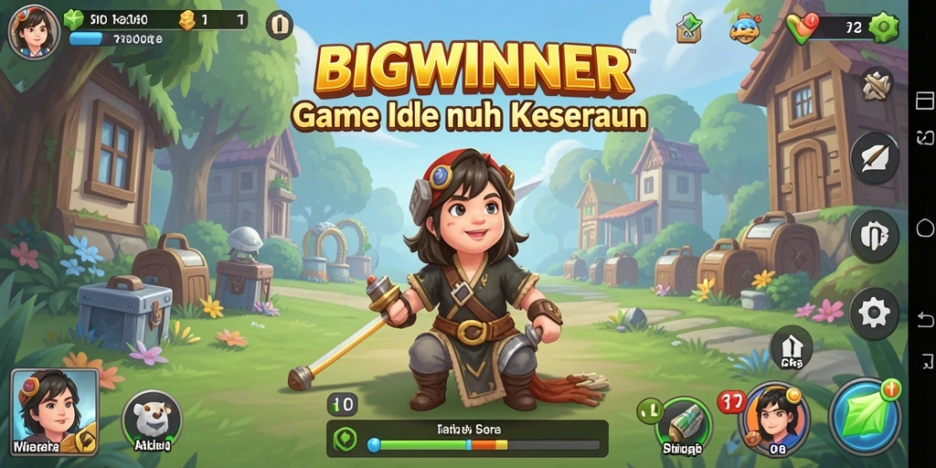 Tangkapan layar utama BIGWINNER memperlihatkan karakter dalam mode Idle.