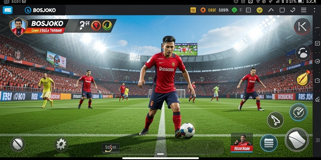 Screenshot gameplay <strong>BOSJOKO</strong> menampilkan aksi seru di lapangan.