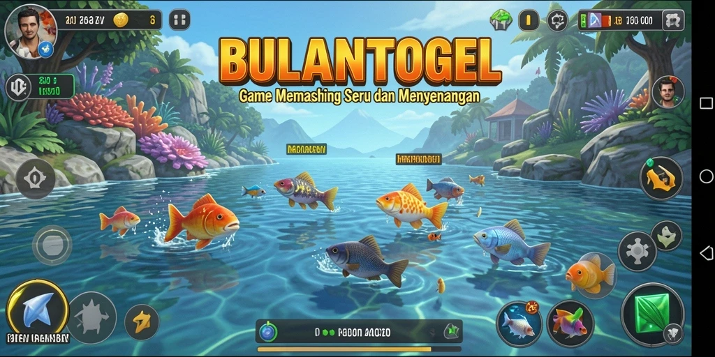 Tampilan gameplay BULANTOGEL yang menampilkan aktivitas memancing seru.