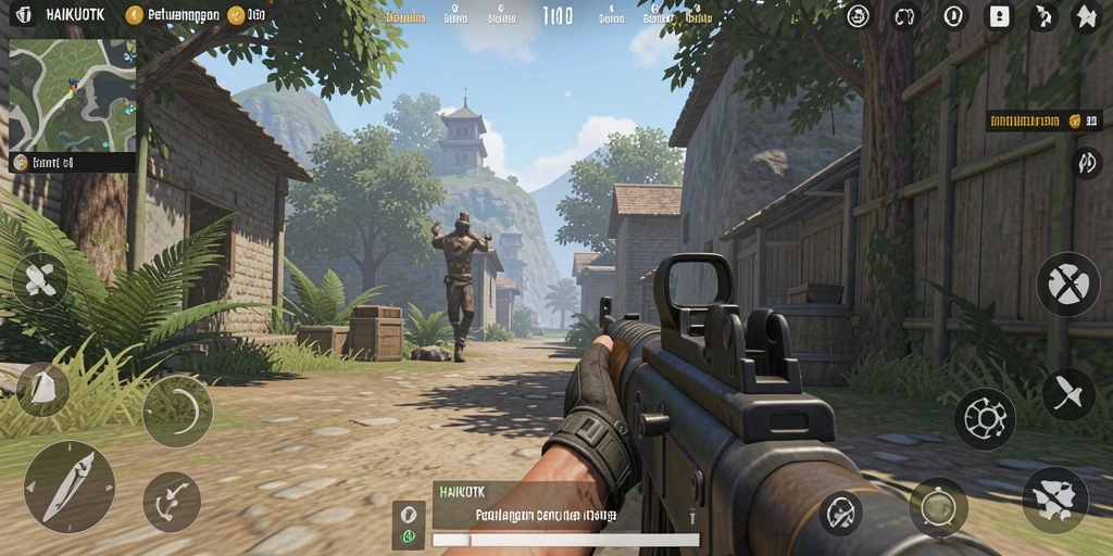Tampilan gameplay HAIKUOTK yang menegangkan dalam pertempuran TPS.
