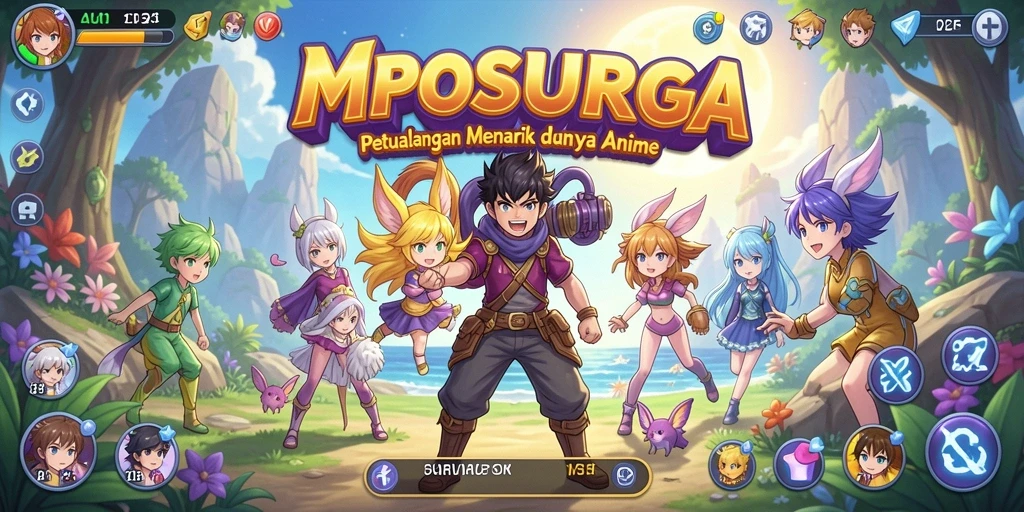 Screenshot utama MPOSURGA menampilkan aksi seru dalam dunia Anime.