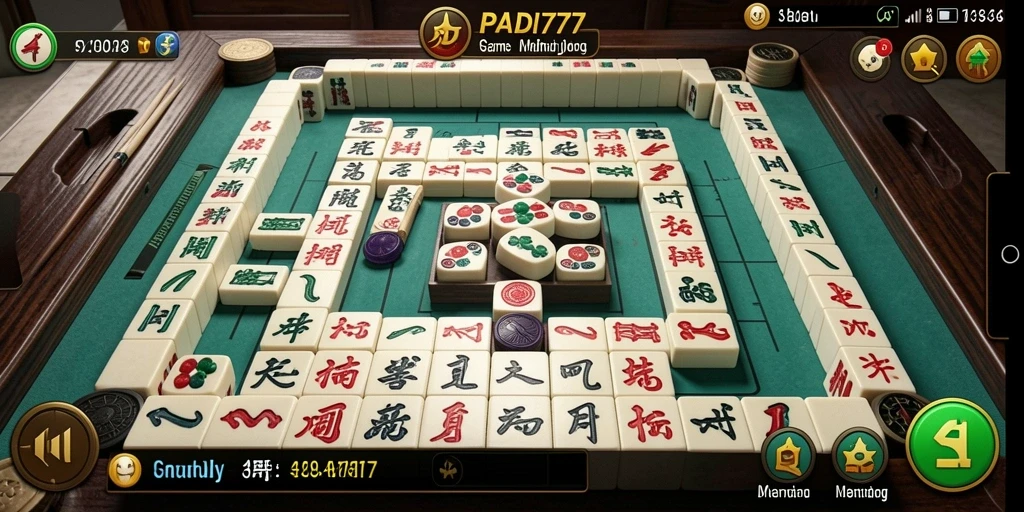 Screenshot gameplay PADI777 menunjukkan keindahan dan tantangan Mahjong.