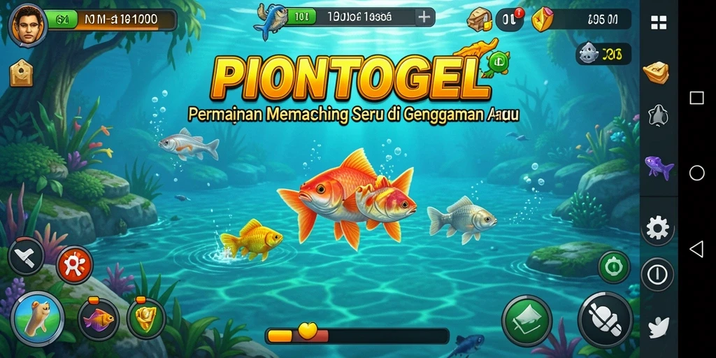 Screenshot gameplay PIONTOGEL menampilkan aksi memancing yang seru.