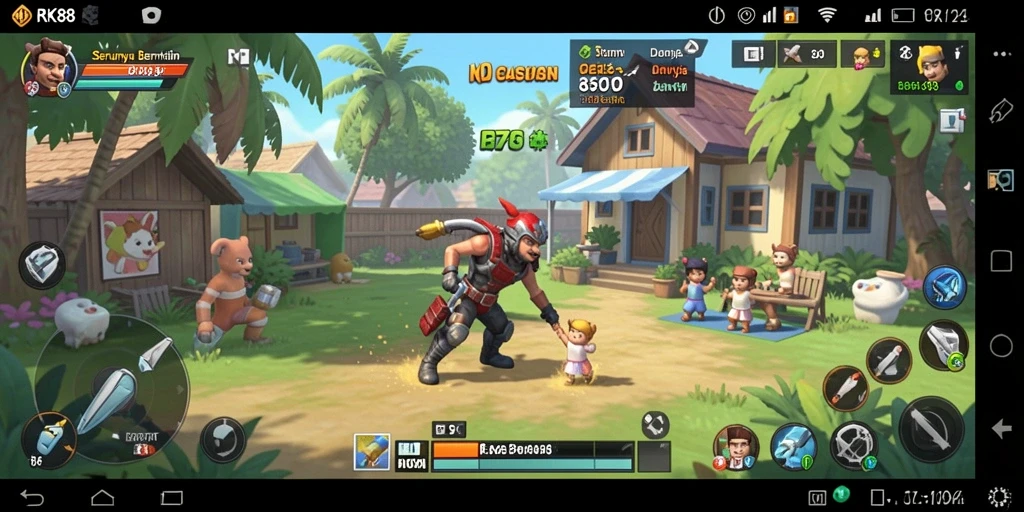 Screenshot gameplay RK88 yang menampilkan momen seru dan interaksi pemain.
