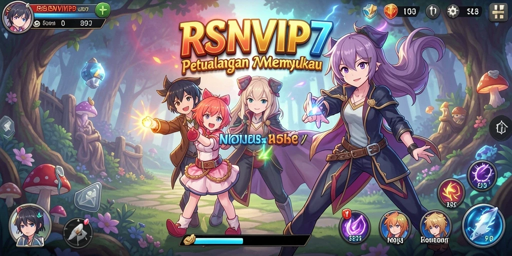 Tampilan screenshot gameplay RSNVIP7 dengan aksi karakter Anime.