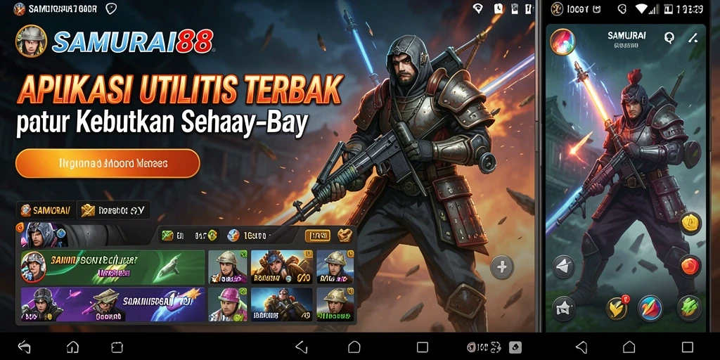 Tampilan utama aplikasi SAMURAI88 yang menampilkan fitur utilitas.