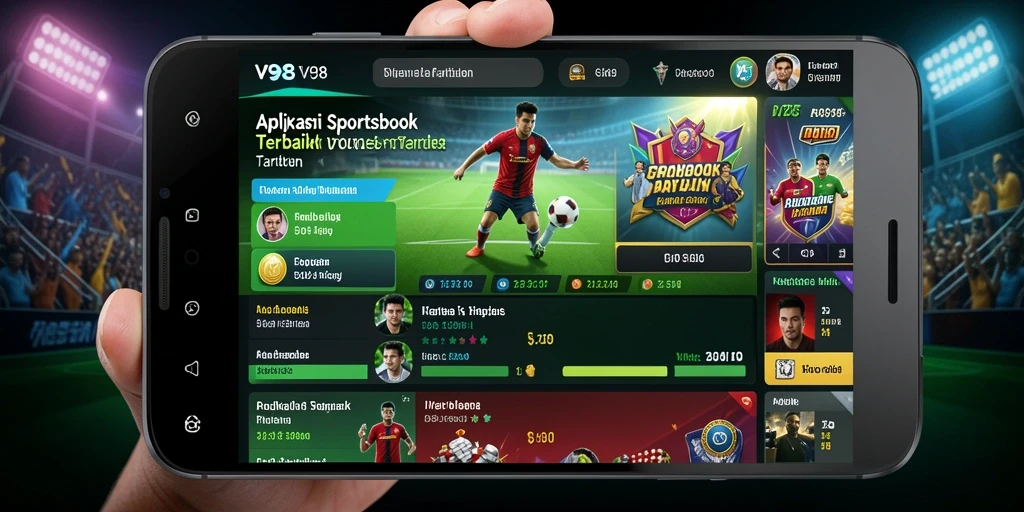 Tangkapan layar V98 menampilkan detail taruhan olahraga secara langsung.