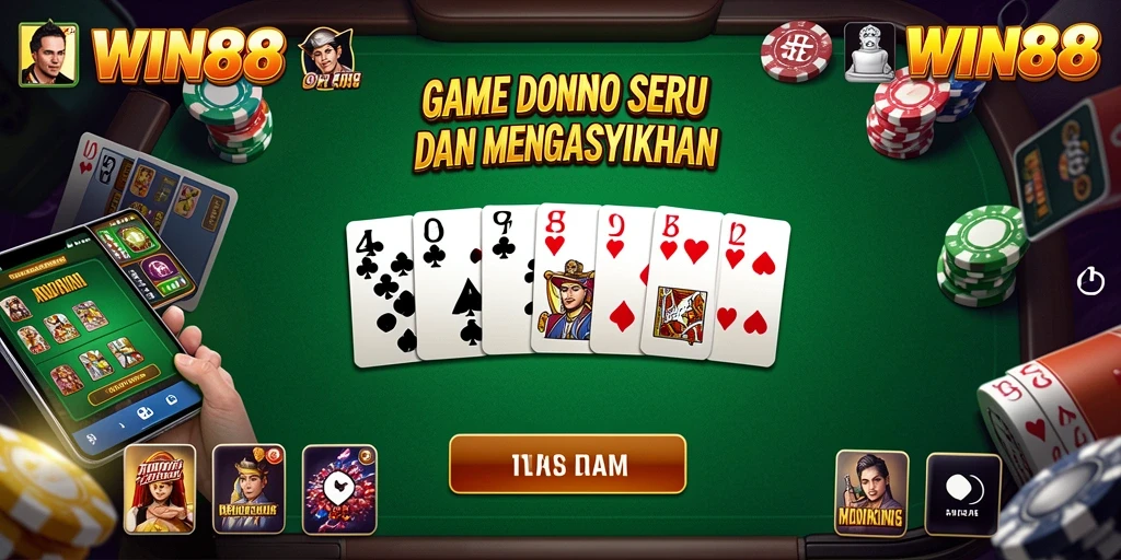 Tampilan utama gameplay domino di WIN88 yang memukau.