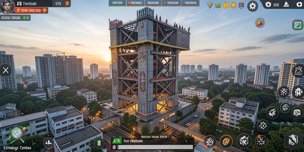 Tampilan gameplay X78 yang menegangkan dalam Tower Defense.